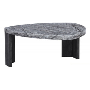 English Elm Granite 2-Piece Gray Marble-Look Nesting Coffee Table Set — Space-Saving Modern Sofa Side Tables B011P356298