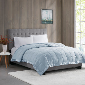 Madison Park Windom Casual Lightweight Down Alternative Blanket with Satin Trim MP51-541 Blue