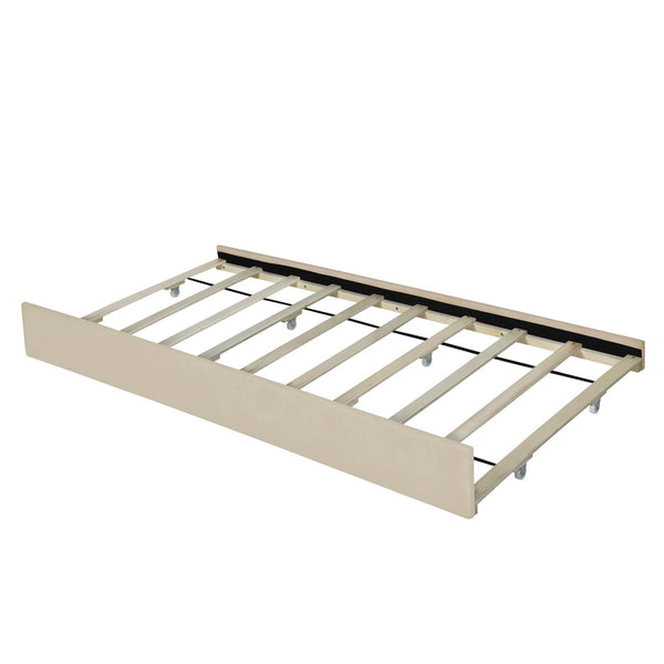 English Elm Queen Tufted Velvet Platform Bed with Storage Drawers and Pull Out Trundle Beige LP000714AAA-1