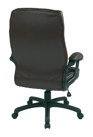 OSP Home Furnishings Executive High Back Bonded Leather Office Chair with Lumbar Support and Swivel Base Burgundy EC6583-EC4