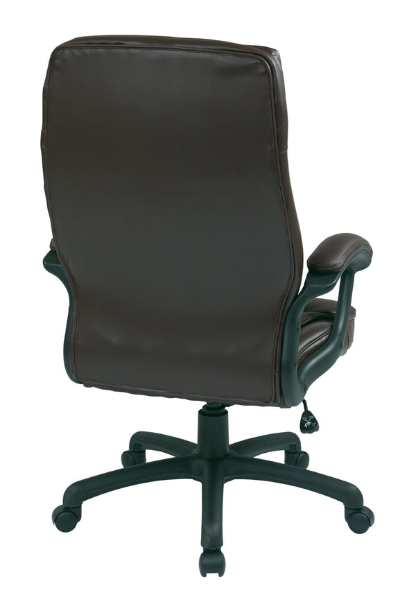 OSP Home Furnishings Executive High Back Bonded Leather Office Chair with Lumbar Support and Swivel Base Burgundy EC6583-EC4