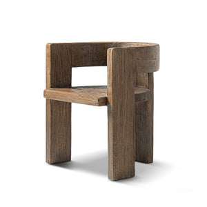 English Elm Soren Reclaimed Elm Sculptural Dining Chair with Wraparound Back Wabi-sabi Craft Brown B2719P474457