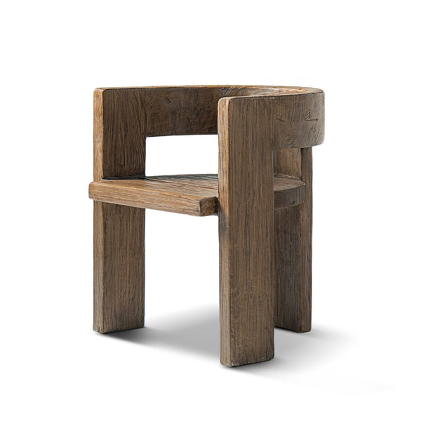 English Elm Soren Reclaimed Elm Sculptural Dining Chair with Wraparound Back Wabi-sabi Craft Brown B2719P474457