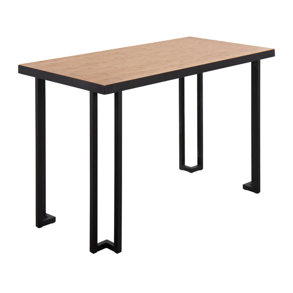 English Elm Roman Industrial Desk Bamboo Top with Black Steel Frame – Contemporary Mixed-Material Home Office Desk, Sturdy 100 lb Capacity, Fixed Height, 49" L x 26" H, Natural Finish B202P223968