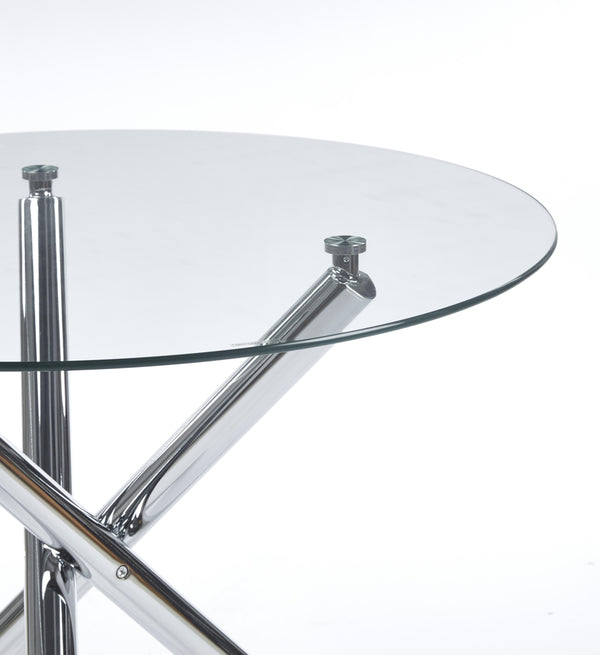 English Elm 1+4,5Pieces Modern Mid-Century Dining Set For 4-6 People With Glass Top & Metal Legs - Versatile Style W234S00115