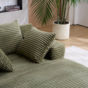 English Elm Oversized Corduroy Chaise Longue Sofa Bed — Modern Deep-Seat Sleeper with Armrests & Pillows for Compact Spaces Green W1752P264713