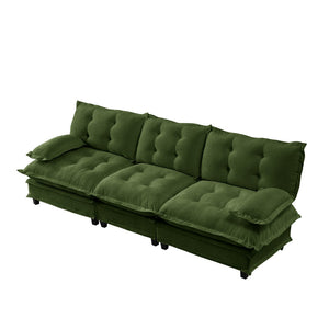 English Elm 107" Modular Cloud Sectional Sofa Deep Seat Chenille Upholstered Living Room Couch Green W714S01728