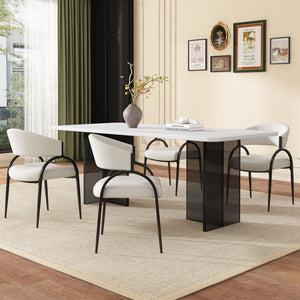 English Elm Upholstered Gray Fabric Dining Chair Set of Two with Sleek Metal Legs Modern Style N768P184752B