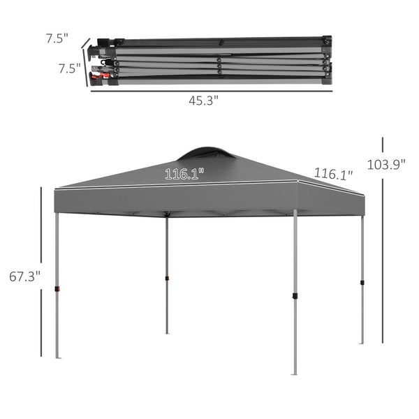 English Elm Outsunny 10' X 10' Instant Canopy Tent With Adjustable Height, Top Vents & Wheeled Carry Bag For Outdoor Fun W2225P200944-GIGA