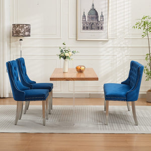English Elm Velvet Wingback Dining Bench Tufted Two Seat Mid Century Modern Brushed Steel Base Blue W1143P406981