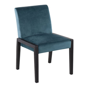 English Elm Carmen Contemporary Chair Set Of 2 - Luxurious Crushed Teal Velvet & Black Wood Frame For Style B202S01315
