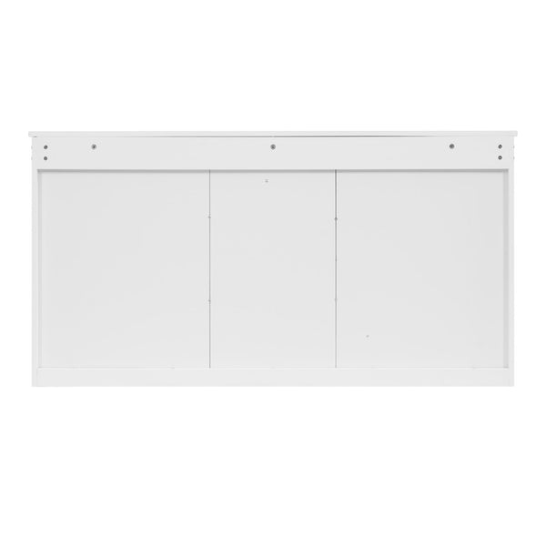 English Elm 55 Inch Wall Mount Medicine Cabinet Dual Mirrored Doors Soft Close Bathroom Vanity Storage White N710P401342K