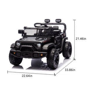 English Elm 24v Kids Ride on Car with Parental Remote Four Wheel Suspension Led Lights Bluetooth Black W1578P235080
