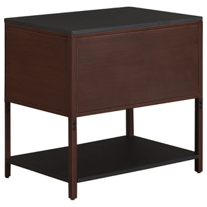 English Elm Tova Fluted 2-drawer Metal Frame Side Table with Open Shelf for Bedroom Living Room B062P451995