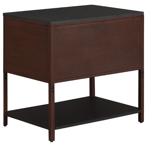 English Elm Tova Fluted 2-drawer Metal Frame Side Table with Open Shelf for Bedroom Living Room B062P451995