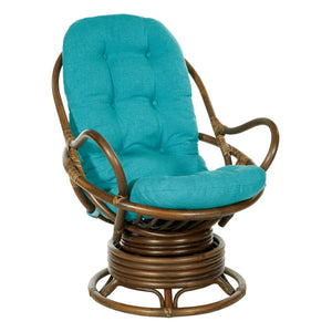 OSP Home Furnishings Kauai Rattan Swivel Rocker Chair Blue