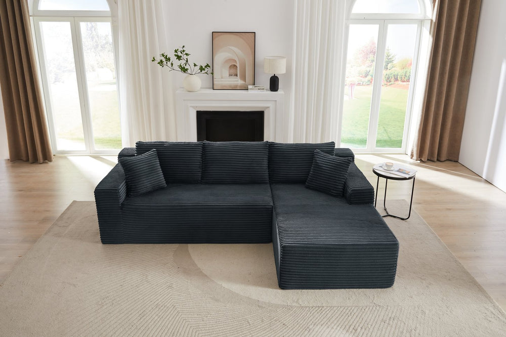 English Elm L-Shaped Cloud Sectional Sofa - Deep Seat Comfort, No Assembly, Durable Corduroy For Modern Living Spaces W2339P294922