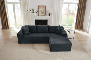 English Elm L-Shaped Cloud Sectional Sofa - Deep Seat Comfort, No Assembly, Durable Corduroy For Modern Living Spaces W2339P294922