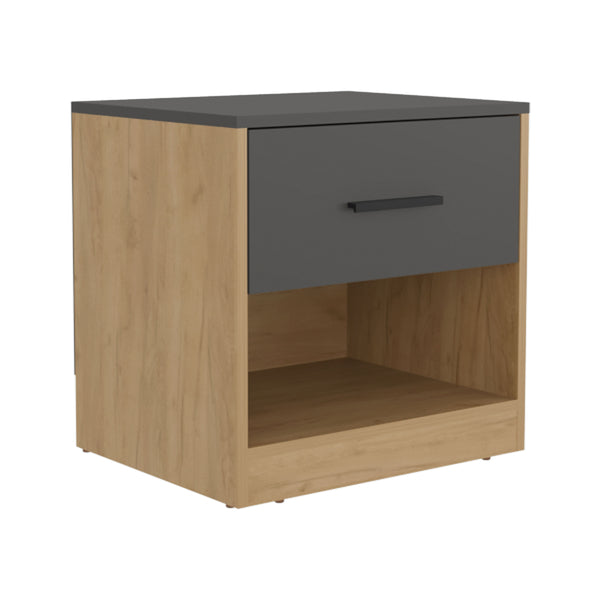 English Elm Alder Modern 19.7" One Drawer Nightstand with Open Shelf, Durable MDF, Compact Storage Solution B200P286964