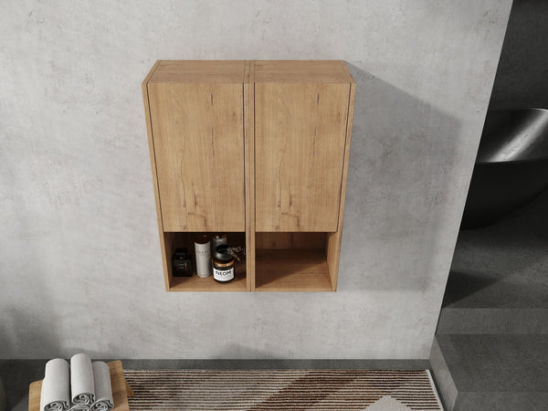 English Elm 24" Bathroom Side Cabinet - Wall-Mounted Design, Soft-Close Doors, Durable Plywood, Space-Saving Storage W999S00373