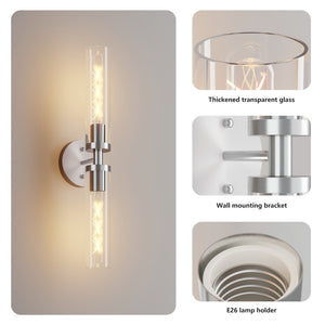 English Elm Wall Sconces Set Of Two, Modern Brushed Nickel Fixtures With Clear Glass Shades For Elegant Illumination W2312P389966-GIGA