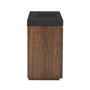 English Elm Grace Floating Walnut Vanity with Solid Surface Sink and Soft Close Storage Drawers Walnut Brown W1865S00226