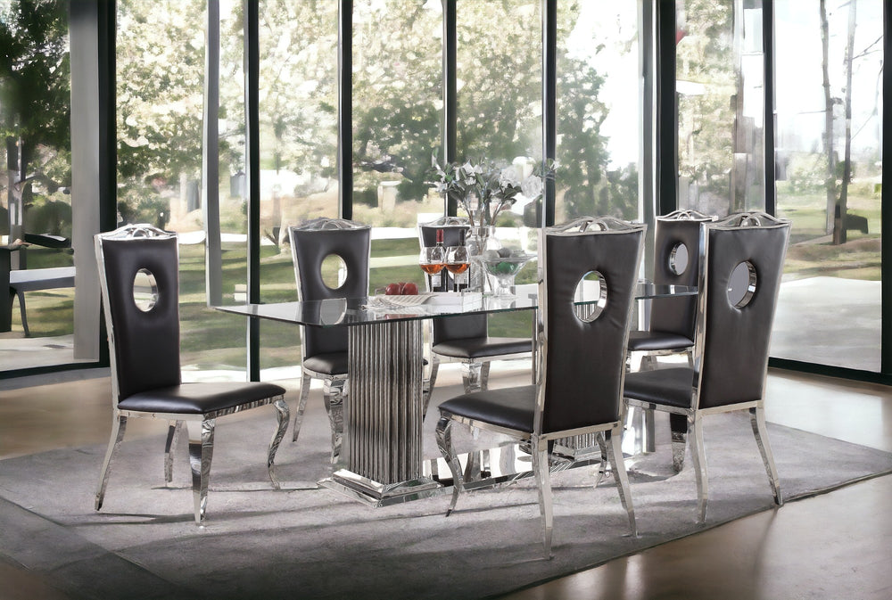 English Elm Black Armless Side Chairs Set Of 2 - Modern Stainless Steel With Plush Upholstered Seating For Comfort B062P215489