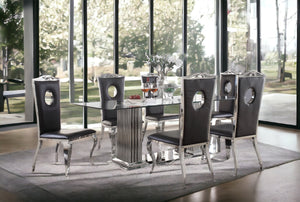 English Elm Black Armless Side Chairs Set Of 2 - Modern Stainless Steel With Plush Upholstered Seating For Comfort B062P215489