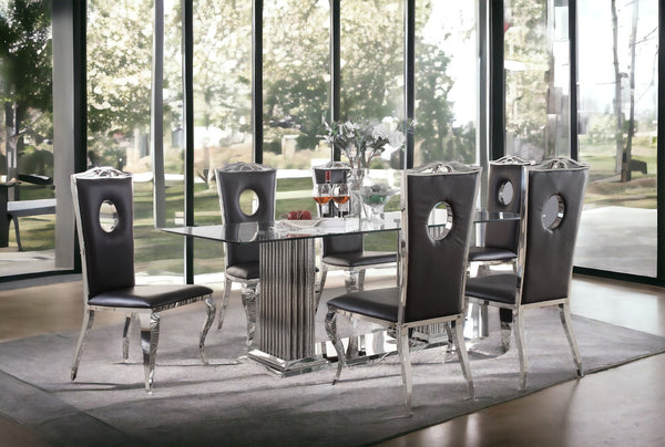 English Elm Black Armless Side Chairs Set Of 2 - Modern Stainless Steel With Plush Upholstered Seating For Comfort B062P215489