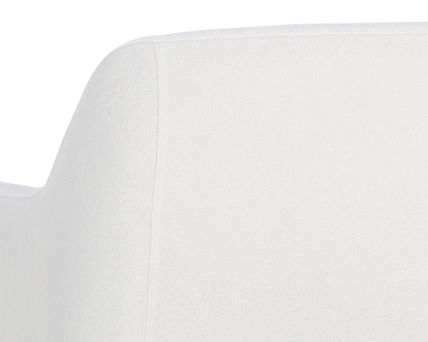 Sunpan Jaime Dining Armchair - Luxurious Gold Base, Moisture-Repellent Fabric, Perfect for Stylish Spaces Fior Vanilla