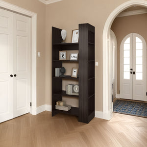 English Elm Doney 5-Shelf Open Bookcase Stained Walnut – Vertical Contemporary Storage, Scratch-Resistant Melamine Finish, 63.7"H x 28.6"W x15.3"D B128P375325