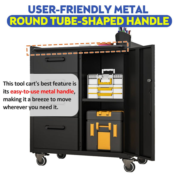 English Elm Sturdy Rolling Steel Tool Cabinet with Locking Drawers for Garage Workshop Use T2398P223007