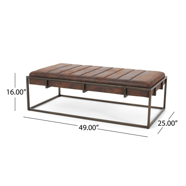 English Elm Christopher Knight Home® - Upholstered Metal Ottoman Bench - Stylish Brown Suede Seating For Modern Homes & Entryways N757P256384A