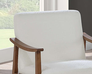English Elm Stylish Mid-Century Faux Leather Accent Chair with Wooden Frame, Sloped Arms and Padded Seat White 27 L x 13 W x 23 H B011P369875