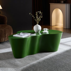 English Elm 50 Inch Sculptural Fiberglass Coffee Table Ready to Use Focal Point for Modern Living Rooms Green W876P452391