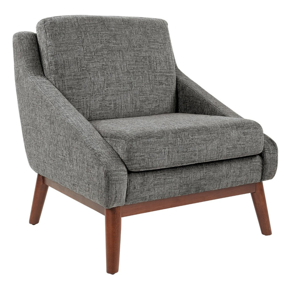 OSP Home Furnishings Mid-century Open Arm Club Chair with Solid Wood Legs and Plush Fiber Seat Cushions Charcoal SL4411R-MC4