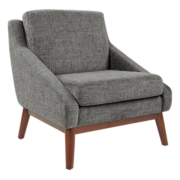 OSP Home Furnishings Mid-century Open Arm Club Chair with Solid Wood Legs and Plush Fiber Seat Cushions Charcoal SL4411R-MC4