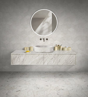 English Elm Glod Natural Marble Bathroom Accessories Set — 6-Piece Genuine Stone Vanity Organizers, Elegant Durable Decor Beige+Gold W1696P262944
