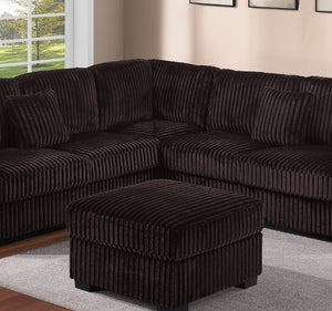 English Elm 4pc Jumbo Corduroy Sectional Set with Ottoman Square Arms Living Room Seating B011S02201