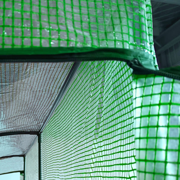English Elm Outsunny Lean-to Walk-in Greenhouse with Galvanized Frame Pe Cover and Wire Shelving W2225P200639