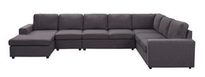 English Elm Trento European Low Profile Modular Sectional Linen Upholstery Reversible Chaise Living Room Dark Gray B2749S00046
