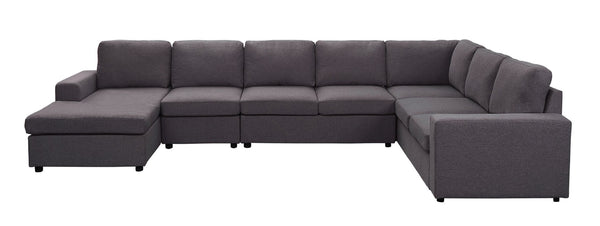 English Elm Trento European Low Profile Modular Sectional Linen Upholstery Reversible Chaise Living Room Dark Gray B2749S00046