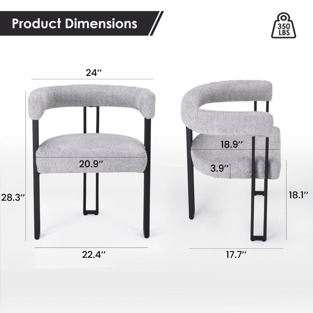English Elm Counter Height Stools Set of 2 Mid-century Metal Legs Ergonomic Kitchen Island Seating Light Gray T3623P431988