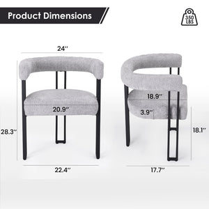 English Elm Counter Height Stools Set of 2 Mid-century Metal Legs Ergonomic Kitchen Island Seating Light Gray T3623P431988