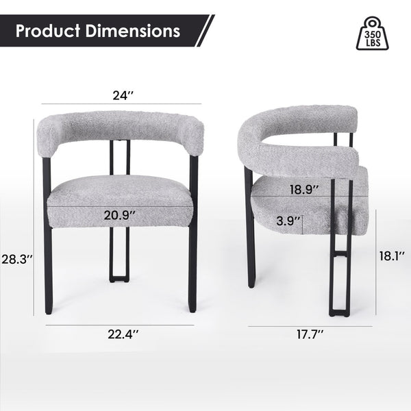 English Elm Counter Height Stools Set of 2 Mid-century Metal Legs Ergonomic Kitchen Island Seating Light Gray T3623P431988