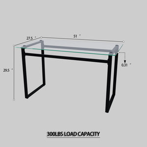 English Elm 51" Modern 5-Piece Glass Dining Set – Sleek Table With Black Metal Legs & Cushioned Pu Chairs For 4 W2189S00250