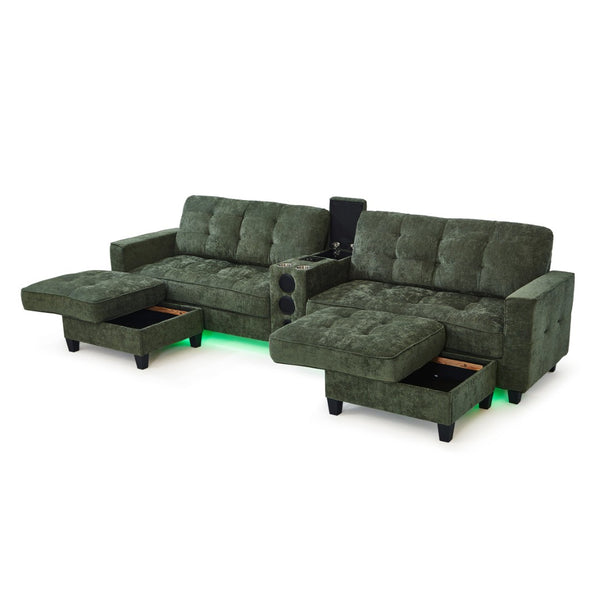 English Elm Swivel Barrel Accent Chair Chenille Tufted Round Club Seat for Living Room Lounge Green N719S002290F