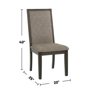 English Elm Dining Fabric Dining Chair Set of 2 with Grey Upholstery, High Back Support & Weathered Wood Legs Comfort SR011801