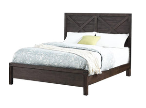 English Elm Rustic Contemporary Espresso Queen Bed with X-Design Headboard Pine & Plywood Durable Chic Centerpiece B011S01442