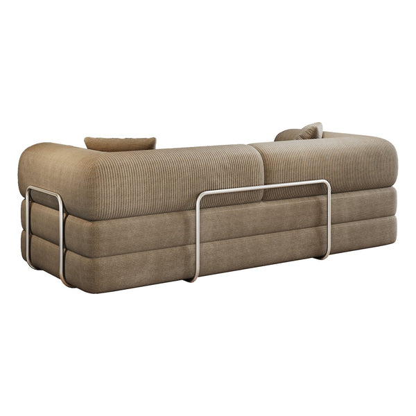 English Elm 78.8" Compression Sofa Convertible Floor Bed with Corduroy Fabric, No-Assembly Modular Futon, Supportive Backrest and Armrests Camel W2824P373431